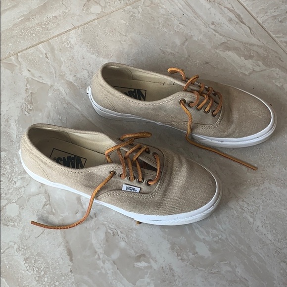 tan vans with brown leather laces
